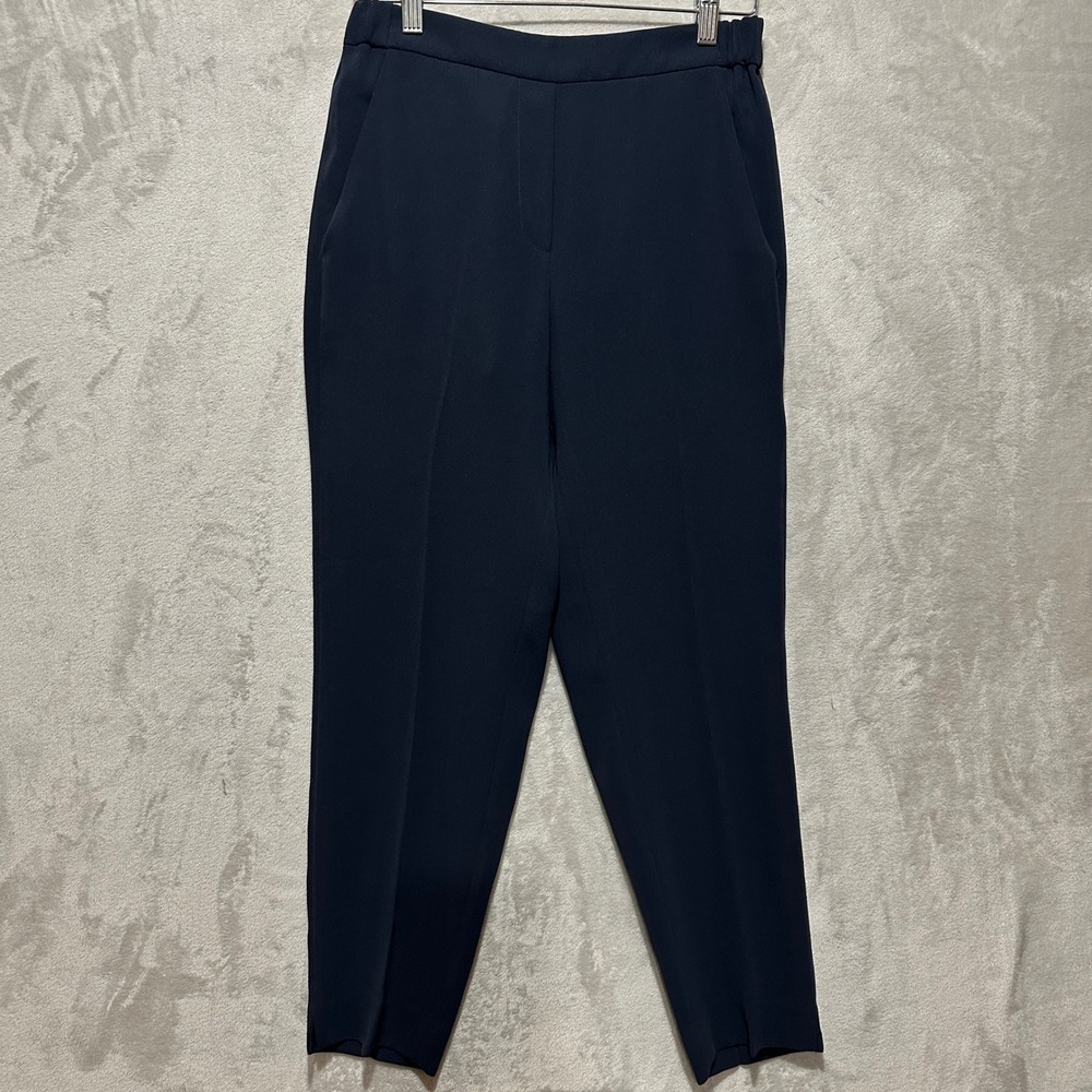 J.Crew Womens Navy Blue Elastic Back Tapered Ankle Dress Pants Size 4